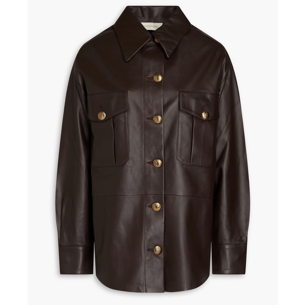 NWT. Zimmermann Dark Brown Leather shirt/Jacket